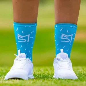 Blue socks with white shoes