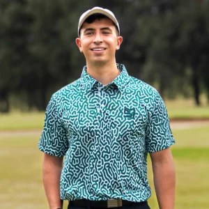 green pattern shirt