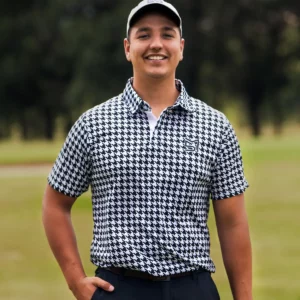 Black and white golf shirt